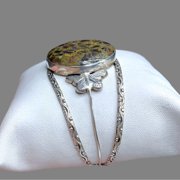 🌺ON SALE! HUGE Vintage Sterling & Natural Stone Bracelet - Picture 5 of 12